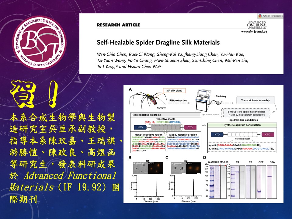 [Honors] Congratulations! Associate Professor Hsuan-Chen Wu, supervised graduate students and published scientific research results in Advanced Functional Materials ( IF 19.92)