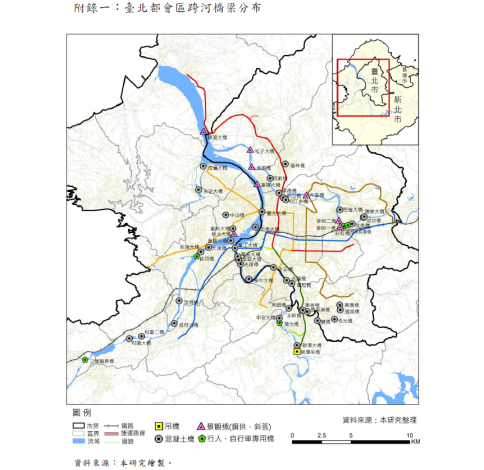 台北都會區跨河橋梁分布