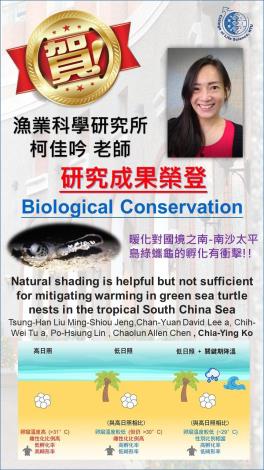 柯佳吟老師研究成果榮登Biological Conservation